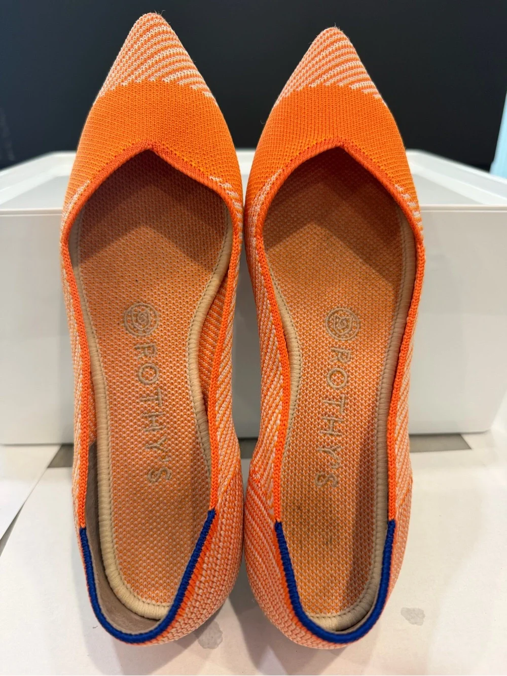Rothy’s The Point in Retired Color-Orange Sherbet Striped - size 7.5